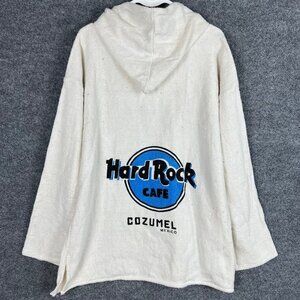 VINTAGE Hard Rock Cafe Mexico Pullover Beach‎ Poncho Hoodie White Size XL
